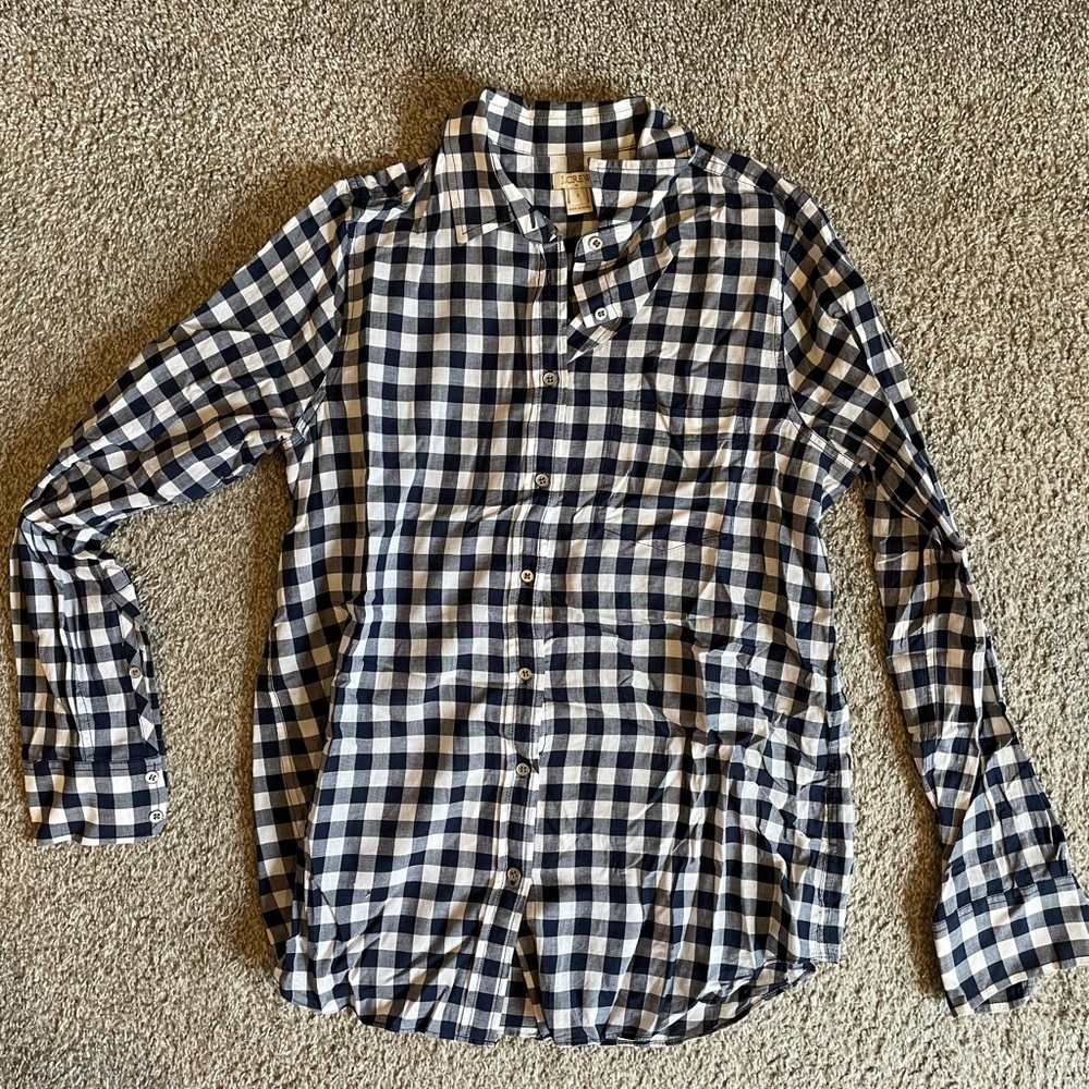 J crew gingham navy button down
